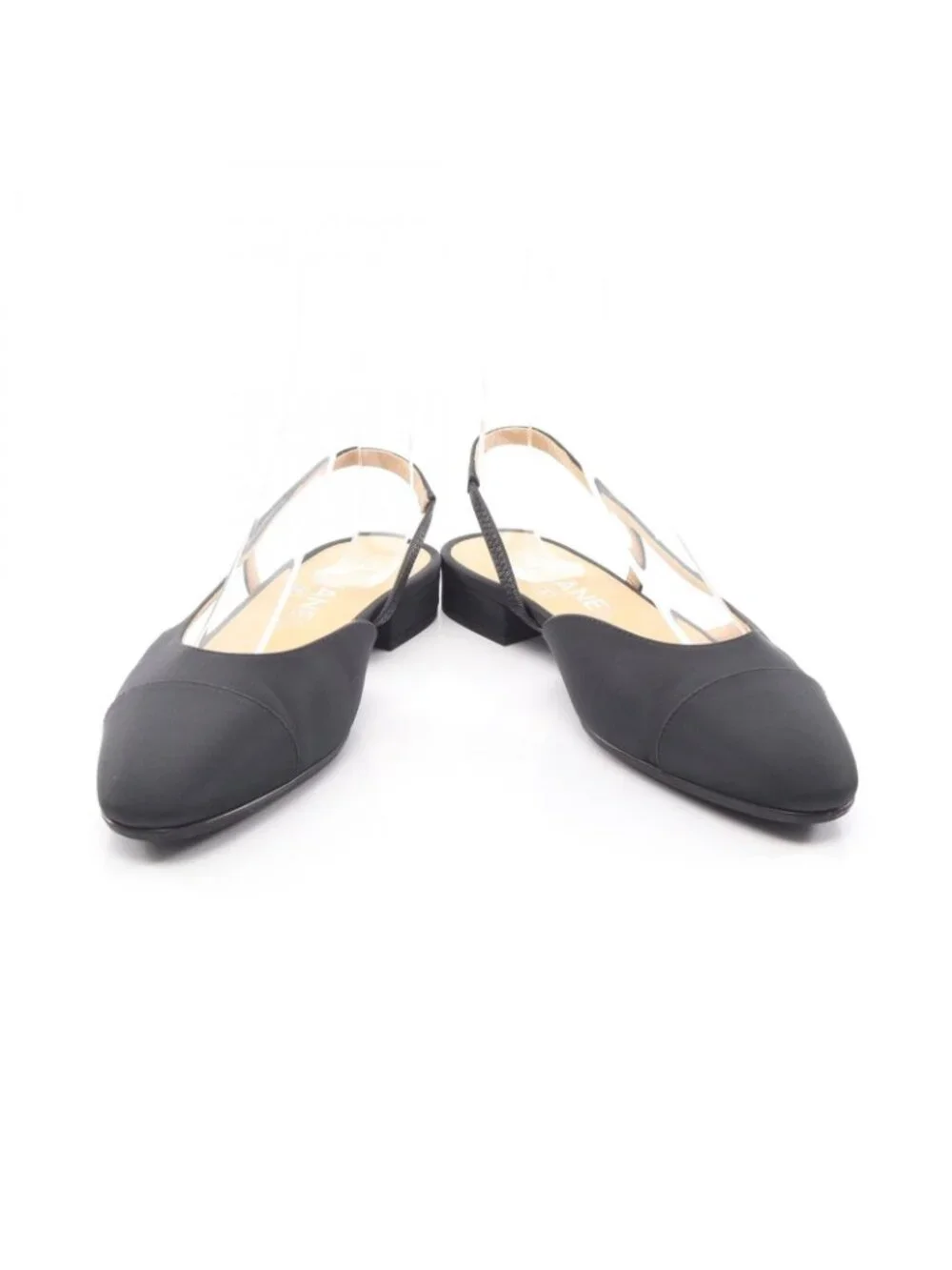 Chanel Pumps Beige Black Sling Back Heel